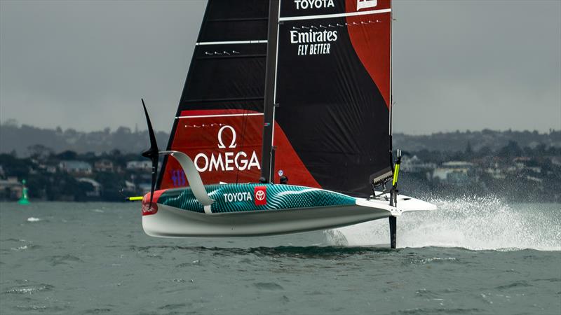 Emirates Team New Zealand  -  LEQ12 - Day 20 - February 24, 2023 - Waitemata Harbour, Auckland NZ photo copyright Adam Mustill / America's Cup taken at Royal New Zealand Yacht Squadron and featuring the AC40 class