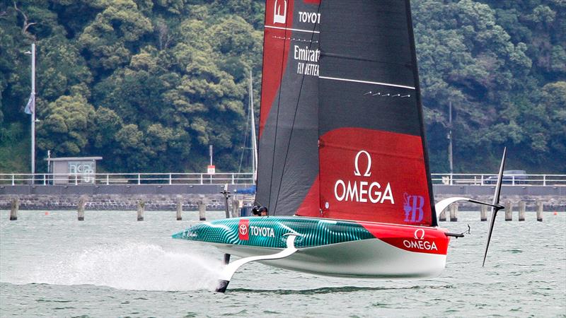 Emirates Team New Zealand  -  LEQ12 and AC40 - Day 21 - February 27, 2023 - Waitemata Harbour, Auckland NZ photo copyright Adam Mustill / America's Cup taken at Royal New Zealand Yacht Squadron and featuring the AC40 class