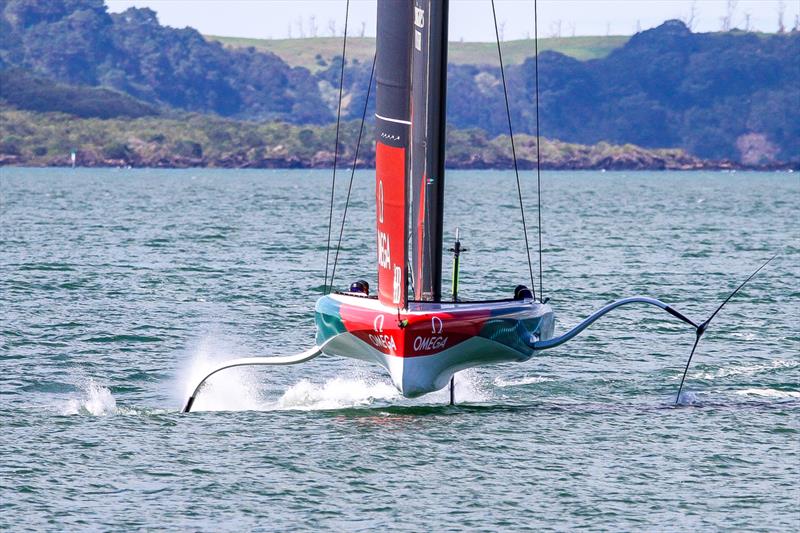 Emirates Team New Zealand  -  LEQ12 about to tack - Day 22 - February 28, 2023 - Waitemata Harbour, Auckland NZ photo copyright Richard Gladwell - Sail-World.com/nz taken at Royal New Zealand Yacht Squadron and featuring the AC40 class