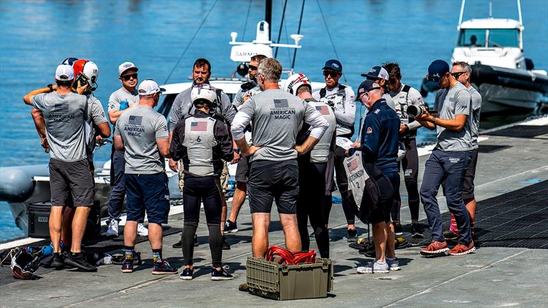 Crew briefing -  American Magic - AC40 - Day 2 -  March 4, 2023 photo copyright Paul Todd/America's Cup taken at New York Yacht Club and featuring the AC40 class