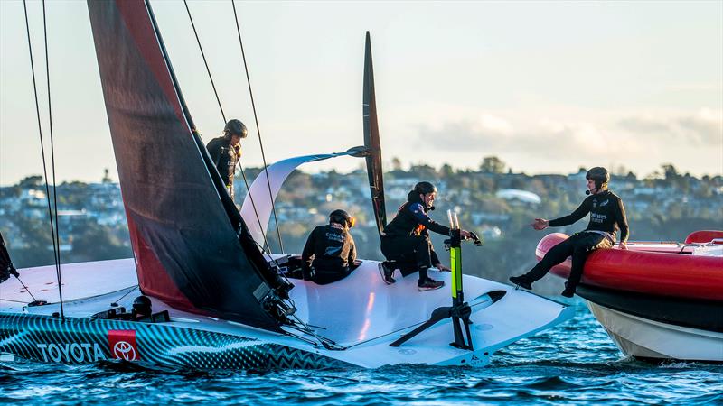 Emirates Team New Zealand - AC40 - LEQ12 - Day 23, May 17, 2023 photo copyright Adam Mustill/America's Cup taken at Royal New Zealand Yacht Squadron and featuring the AC40 class