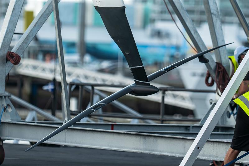 New wing foil - Emirates Team New Zealand - AC40 - LEQ12 - Day 23, May 17, 2023 photo copyright Adam Mustill/America's Cup taken at Royal New Zealand Yacht Squadron and featuring the AC40 class