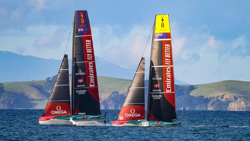 Emirates Team New Zealand - AC40 and the LEQ12 - Day 25, May 26, 2023 photo copyright Richard Gladwell - Sail-World.com/nz taken at Royal New Zealand Yacht Squadron and featuring the AC40 class