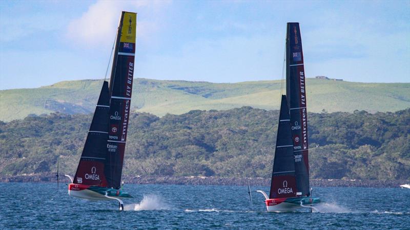 Emirates Team New Zealand - AC40 and the LEQ12 - Day 25, May 26, 2023 photo copyright Richard Gladwell - Sail-World.com/nz taken at Royal New Zealand Yacht Squadron and featuring the AC40 class