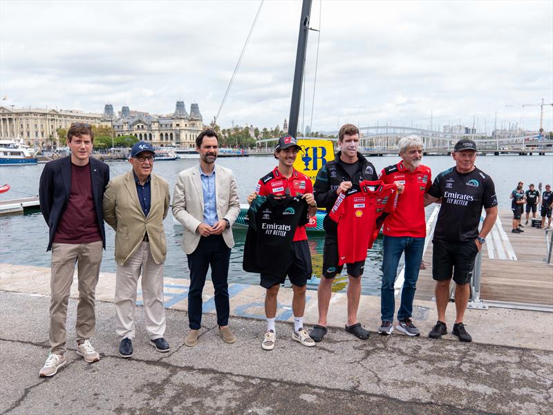 Emirates Team New Zealand welcomes Dorna Sports MotoGP and Ducati Lenovo Team MotoGP to their Barcelona Base photo copyright Hamish Hooper / Emirates Team New Zealand taken at Royal New Zealand Yacht Squadron and featuring the AC40 class