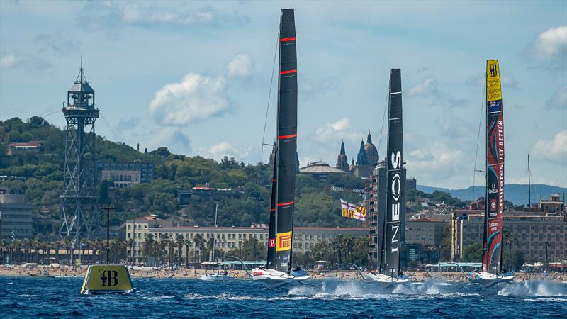 Luna Rossa, INEOS Britannia. and Emirates New Zealand - AC40 - Barcelona - September 1, 2023 photo copyright Job Vermeulen / America's Cup taken at Royal New Zealand Yacht Squadron and featuring the AC40 class