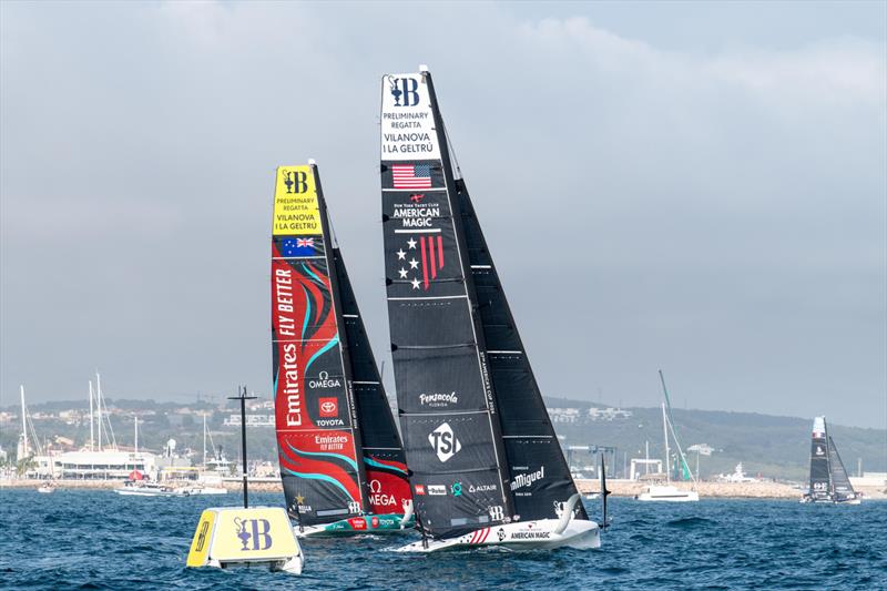 Both boats struggle at the start of the Final - America's Cup Preliminary Regatta - Day 3 -  Vilanova - September 17, 2023 - photo © America's Cup Media