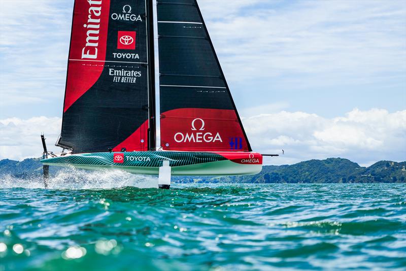 AC40 - winner 2023 World Sailing 2023 `Boat of the Year` is sailed by a four person crew photo copyright Adam Mustill / America's Cup taken at Royal New Zealand Yacht Squadron and featuring the AC40 class