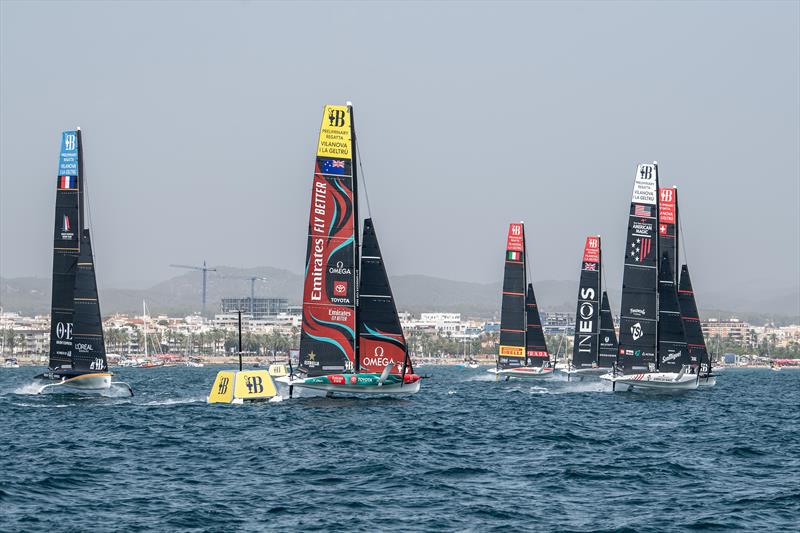 AC40 - winner 2023 World Sailing 2023 `Boat of the Year` racing in the first America's Cup Preliminary Event in Vilanova, Spain photo copyright Adam Mustill / America's Cup taken at Royal New Zealand Yacht Squadron and featuring the AC40 class