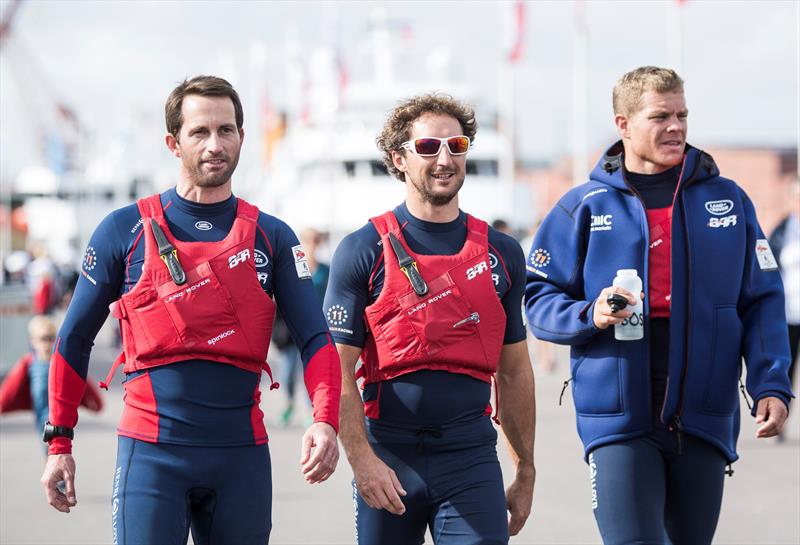 Skipper and Team Principal, Ben Ainslie, Wing Trimmer, Paul 'CJ' Campbell-James and Runner, David 'Freddie' Carr at Louis Vuitton America's Cup World Series Gothenburg photo copyright Lloyd Images taken at  and featuring the AC45 class