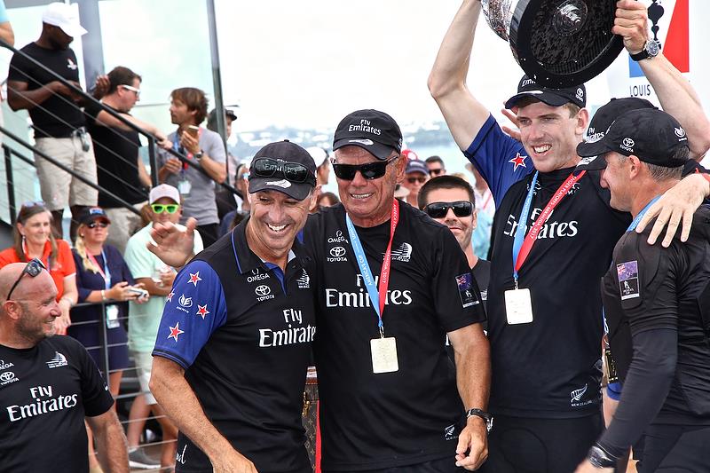 Kevin Shoebridge, Grant Dalton, Peter Burling and Glenn Ashby at the America's Cup Presentation, Bermuda June 26, 2017 photo copyright Richard Gladwell taken at  and featuring the AC50 class