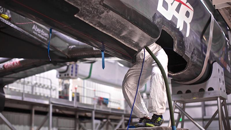 Land Rover BAR suffered significant damage after attempting to climb over Softbank Team Japan in Race 6 of the Qualification Series - Bermuda - May 27, 2017 - photo © Harry KH / Land Rover BAR