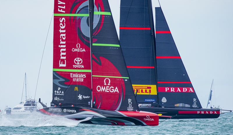 America's Cup match day 1 - Luna Rossa Prada Pirelli ahead of Emirates Team New Zealand - photo © COR36 / Studio Borlenghi