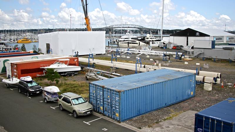 Superyacht rig servicing area - Site 18, Beaumont Street, Auckland photo copyright Richard Gladwell taken at  and featuring the AC75 class