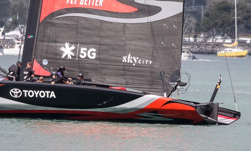 Emirates Team New Zealand mainsail foot and support spar - September 19, 2019 photo copyright Richard Gladwell taken at Royal New Zealand Yacht Squadron and featuring the AC75 class