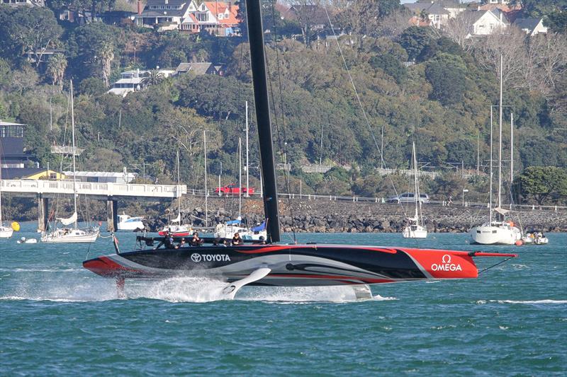 Emirates Team New Zealand tows home on Sunday, September 21, Waitemata Harbour - photo © Richard Gladwell