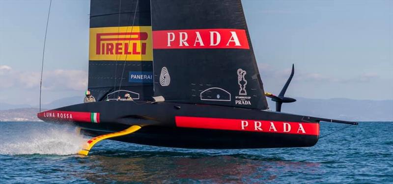 Luna Rossa Prada Pirelli sails their first AC75 off Sardinia, Italy photo copyright Luna Rossa taken at Circolo della Vela Sicilia and featuring the AC75 class