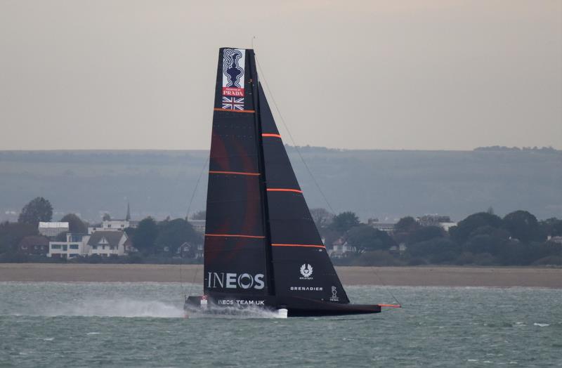 INEOS Team UK test sailing in the Solent - October 2019 photo copyright John Green taken at Gurnard Sailing Club and featuring the AC75 class