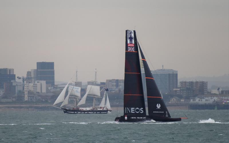 INEOS Team UK test sailing in the Solent - October 2019 photo copyright John Green taken at Gurnard Sailing Club and featuring the AC75 class