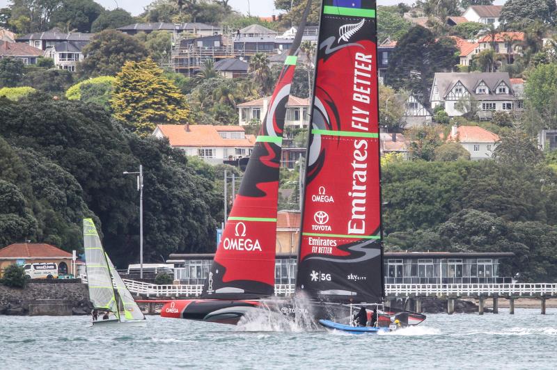 Emirates Team New Zealand gets amongst the 49ers ahead of the 2019 Hyundai World Championship - Waitemata Harbour - November 19, 2019 - photo © Richard Gladwell / Sail-World.com