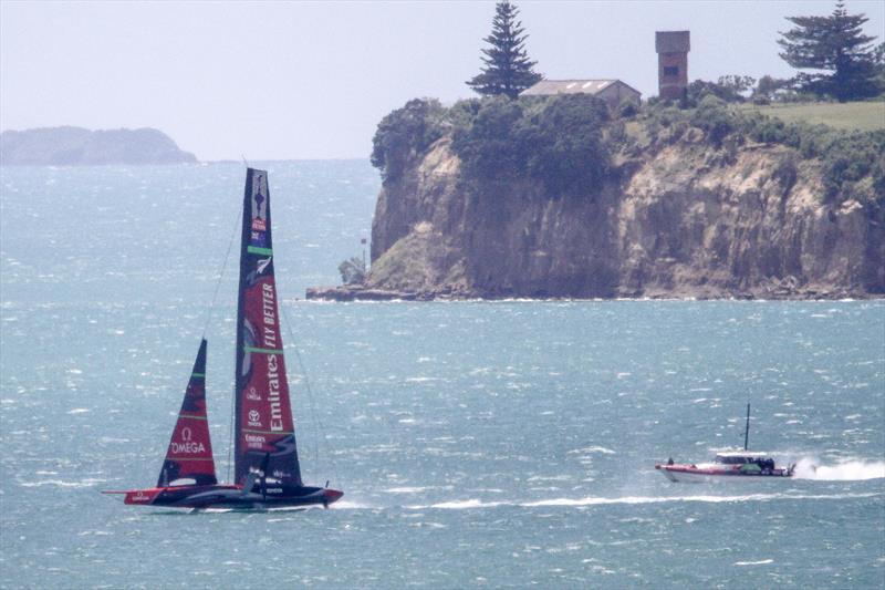 A few seconds later, Te Aihe is back foiling - Emirates Team New Zealand - Waitemata Harbour - November 22, 2019 photo copyright Richard Gladwell / Sail-World.com taken at Royal New Zealand Yacht Squadron and featuring the AC75 class