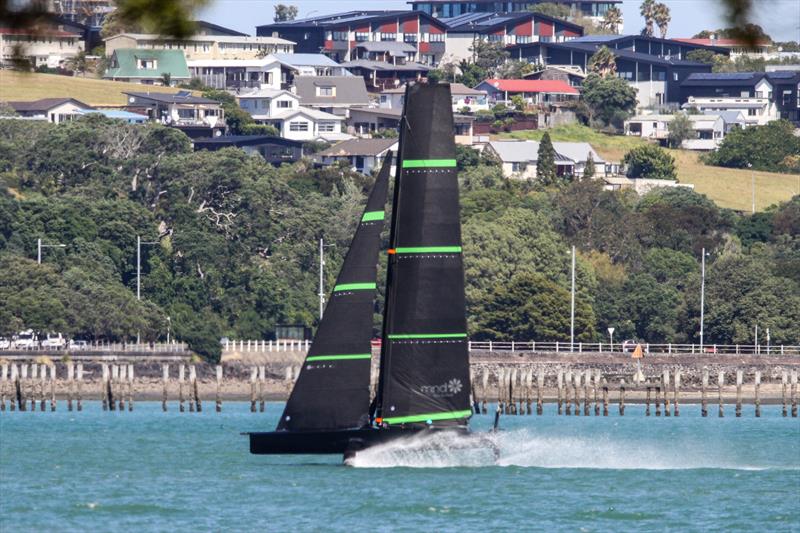 Speed appears to be similar to the AC75 - Te Kahu - Emirates Team NZ's test boat - Waitemata Harbour - February 11, 2020 - photo © Richard Gladwell / Sail-World.com