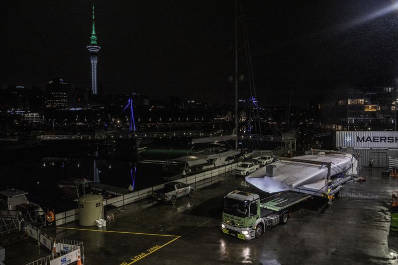 Emirates Team New Zealand's Te Aihe arrives home after four months away, May 26, 2020 photo copyright Emirates Team New Zealand taken at Royal New Zealand Yacht Squadron and featuring the AC75 class