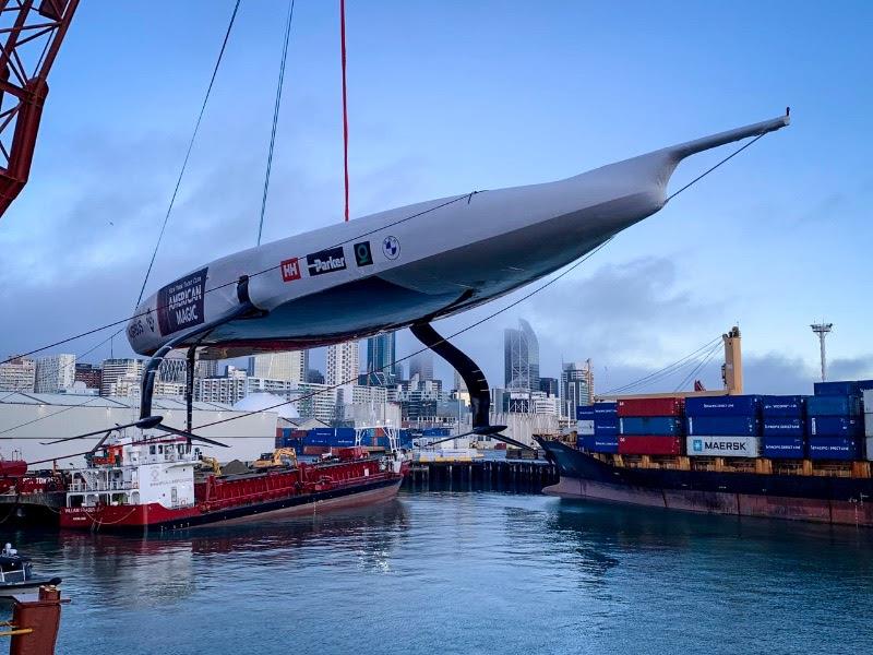 Defiant is lowered into Auckland waters for the first time - photo © American Magic