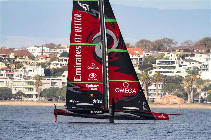 Te Aihe - AC75 - Emirates Team New Zealand - July 13, 2020 - Waitemata Harbour, Auckland, New Zealand photo copyright Richard Gladwell / Sail-World.com taken at Royal New Zealand Yacht Squadron and featuring the AC75 class