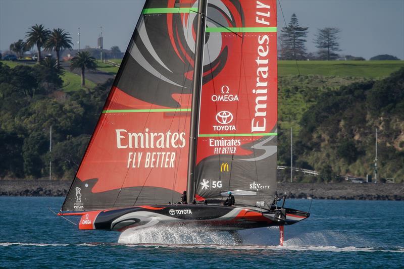 Te Aihe - AC75 - Emirates Team New Zealand - July 13, 2020 - Waitemata Harbour, Auckland, New Zealand photo copyright Richard Gladwell / Sail-World.com taken at Royal New Zealand Yacht Squadron and featuring the AC75 class