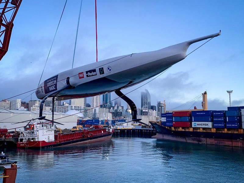 NYYC's American Magic's AC75 Defiant is unloaded in Auckland, July 2020 photo copyright American Magic taken at New York Yacht Club and featuring the AC75 class