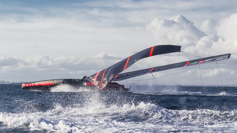 Luna Rossa drops her rig while training off Cagliari, Sardinia - January 2020 photo copyright Carlo Borlenghi / Luna Rossa taken at Circolo della Vela Sicilia and featuring the AC75 class