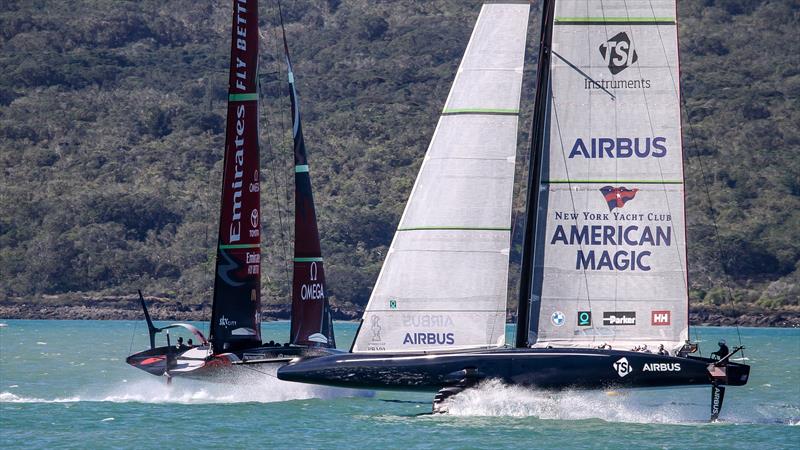 Emirates Team NZ crosses American Magic - Waitemata Harbour - September 21,2020 - 36th America's Cup - photo © Richard Gladwell / Sail-World.com