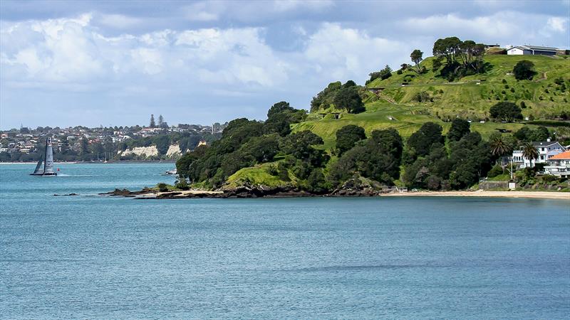 Defiant - AC75 - American Magic pops out from behind North Head, Devonport - Auckland - September 21, 2020 - 36th America's Cup - photo © Richard Gladwell / Sail-World.com