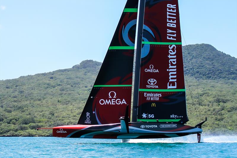 Emirates Team New Zealand AC75 - Te Rehutai foils early into her first sail  - November 20, 2020 photo copyright Richard Gladwell / Sail-World.com taken at Royal New Zealand Yacht Squadron and featuring the AC75 class