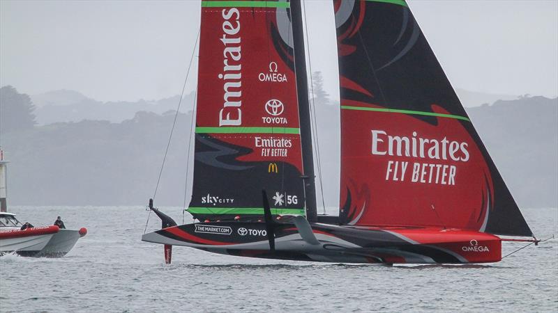 Forming the endplate between the rig and the water, Emirates Team New Zealand - November 2020, - Waitemata Harbour - America's Cup 36 - photo © Richard Gladwell / Sail-World.com