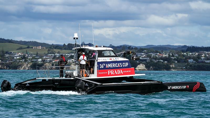 TV boat - Practice Day 1 -  ACWS - December 8, 2020 - Waitemata Harbour - Auckland - 36th America's Cup - photo © Richard Gladwell / Sail-World.com