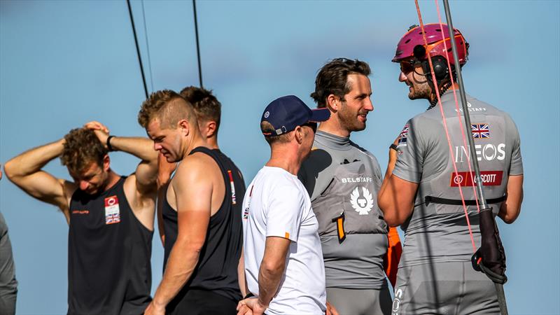 Afterguard reflect, as the grinders refresh - INEOS Team UK - Waitemata Harbour - Day 2 - Prada Cup - January 16, 2020 - 36th America's Cup photo copyright Richard Gladwell / Sail-World.com taken at Circolo della Vela Sicilia and featuring the AC75 class