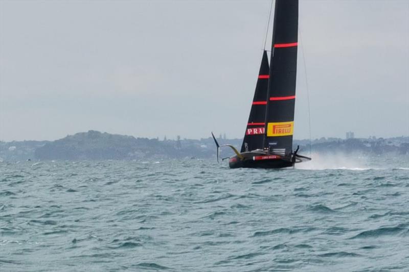 Luna Rossa Prada Pirelli warms up for racing - Waitemata Harbour - Day 3 - Prada Cup - January 17, 2020 - 36th America's Cup photo copyright Richard Gladwell / Sail-World.com taken at Royal New Zealand Yacht Squadron and featuring the AC75 class