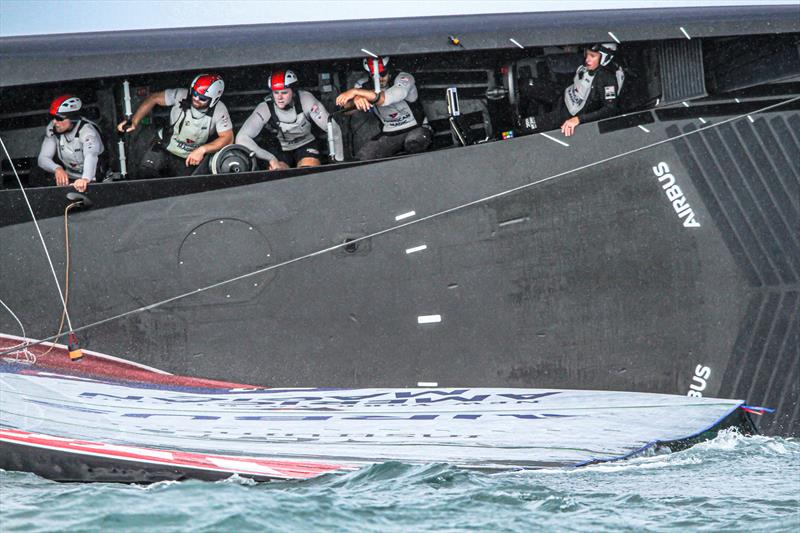 American Magic's crew waits for the chase boat - Patriot - Hauraki Gulf - January 17, 2021 - Prada Cup - 36th America's Cup photo copyright Richard Gladwell - Sail-World.com / nz taken at New York Yacht Club and featuring the AC75 class