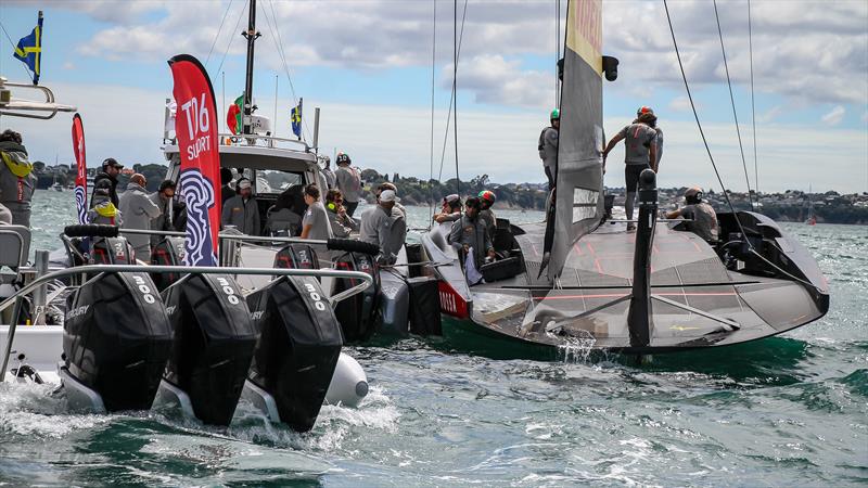 Luna Rossa with running backstays hanging loose - Round Robin 3 - Prada Cup January 23, 2021 - America's Cup 36 - photo © Richard Gladwell / Sail-World.com