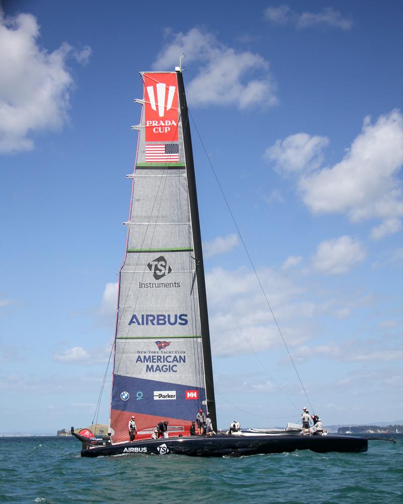 American Magic with the batwing sail - Patriot - Waitemata Harbour - January 29,  2021 - 36th America's Cup photo copyright Richard Gladwell / Sail-World.com taken at New York Yacht Club and featuring the AC75 class