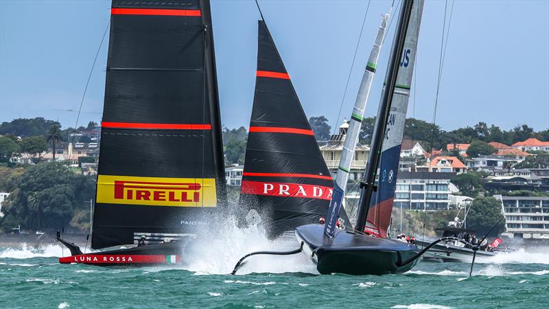 American Magic - Patriot - warms up Waitemata Harbour - January 29, - 36th America's Cup photo copyright Richard Gladwell / Sail-World.com taken at Royal New Zealand Yacht Squadron and featuring the AC75 class