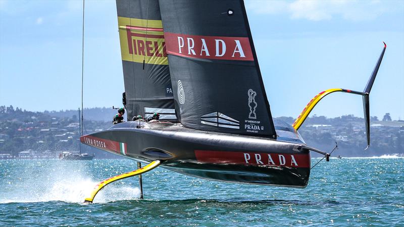 Luna Rossa - Pre-Start - Race 1 - Prada Cup Final - Day 1 - February 13, - America's Cup 36 photo copyright Richard Gladwell / Sail-World.com taken at Circolo della Vela Sicilia and featuring the AC75 class