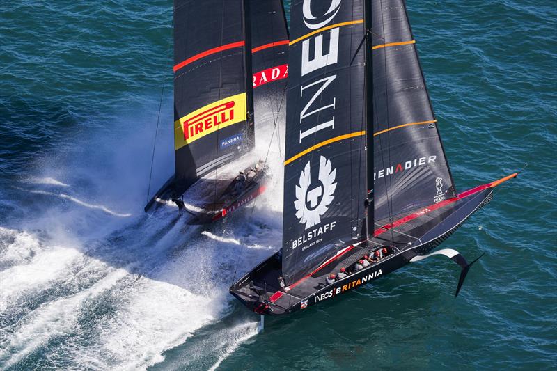 Prada Cup Final Day 3: Ineos Team UK and Luna Rossa Prada Pirelli lock horns on the start line - photo © COR36 / Studio Borlenghi