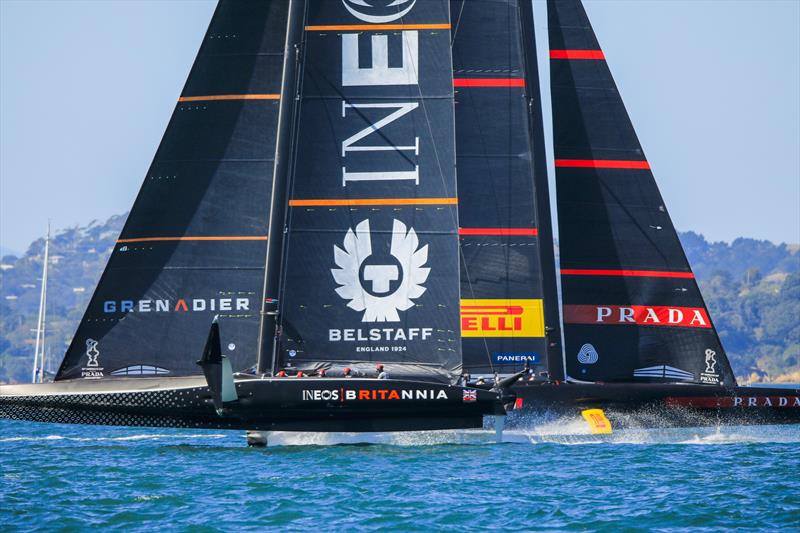 Prada Cup Final Day 3: Ineos Team UK crosses ahead of Luna Rossa Prada Pirelli photo copyright COR36 / Studio Borlenghi taken at  and featuring the AC75 class