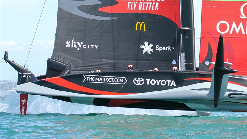 ETNZ starboard wing and mainsail clew design treatment - Prada Cup Finals - Day 4 - February 21, 2021 - America's Cup 36 - Course A - photo © Richard Gladwell / Sail-World.com