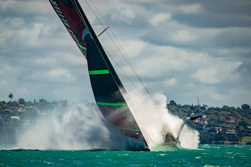 Te Rehutai nosedive - Practice Racing - January 2021 photo copyright Dylan Clarke taken at Royal New Zealand Yacht Squadron and featuring the AC75 class