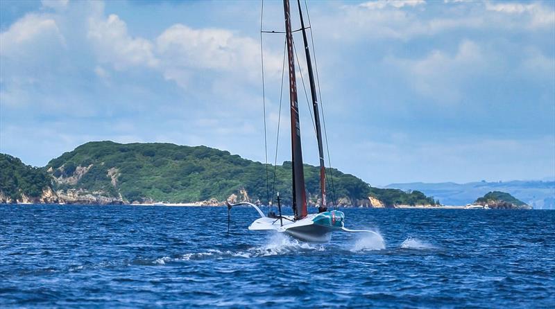 Approaching The Noises - Emirates Team NZ -  AC40-1|LEQ12 - January 17, 2023 - Hauraki Gulf photo copyright AC37 Joint Recon taken at Royal New Zealand Yacht Squadron and featuring the AC75 class