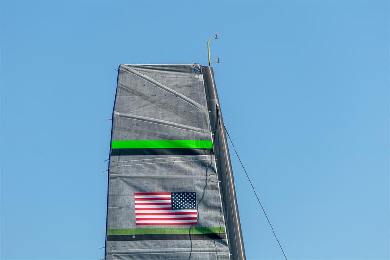 "Gaff" mainsail battens American Magic -  Patriot - AC75 - January 18, 2023 - Pensacola, Florida photo copyright Paul Todd/America's Cup taken at New York Yacht Club and featuring the AC75 class